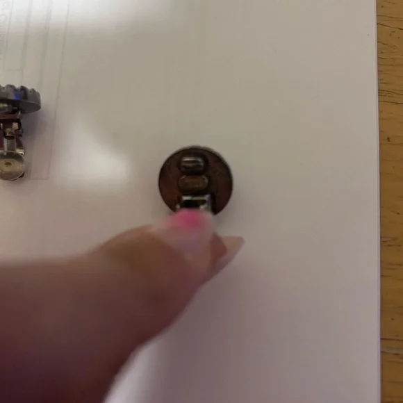 CHANEL Black and Silver Logo Stud Earrings! Vintage circa 1994 - Picture 2 of 3